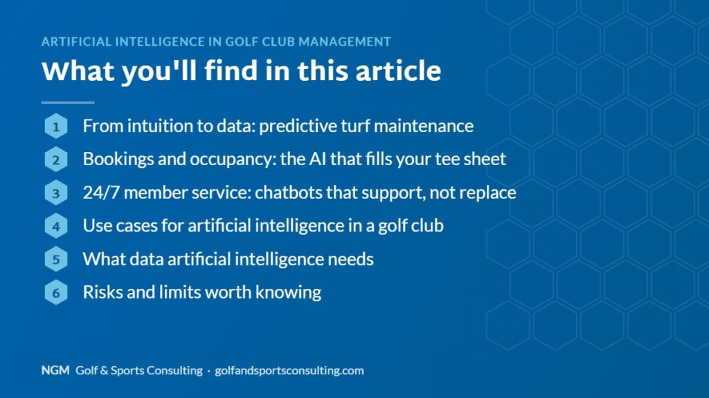 Article overview: Artificial intelligence in golf club management