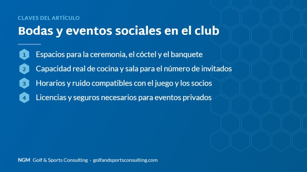 Claves para celebrar bodas en un club de golf: resumen gráfico de NGM Golf & Sports Consulting