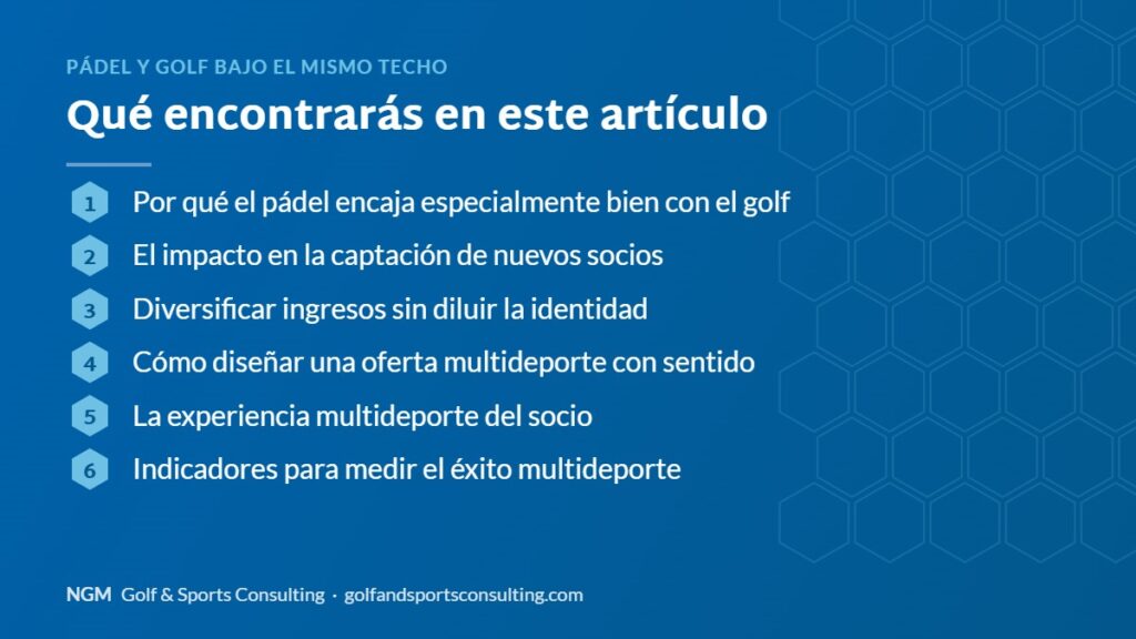 Índice del artículo: Pádel y golf bajo el mismo techo