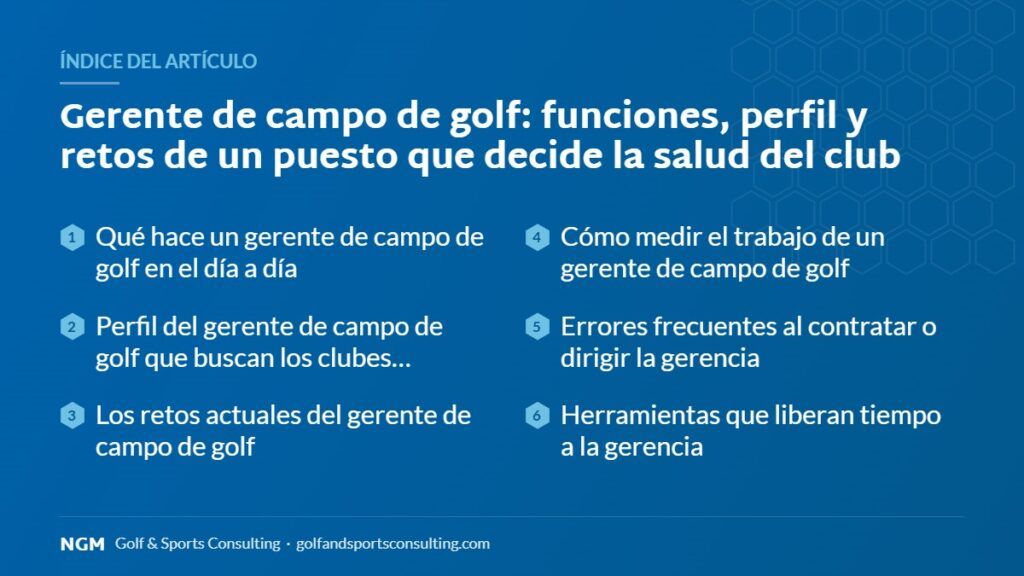 Índice del artículo sobre gerente de campo de golf