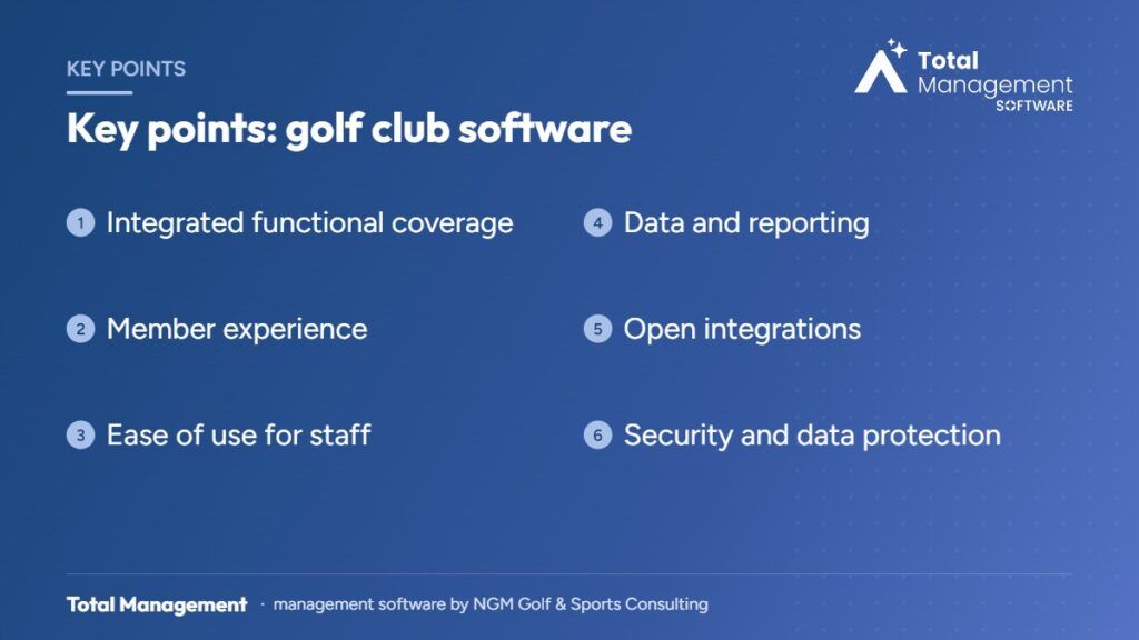 Key points of golf club software – infographic