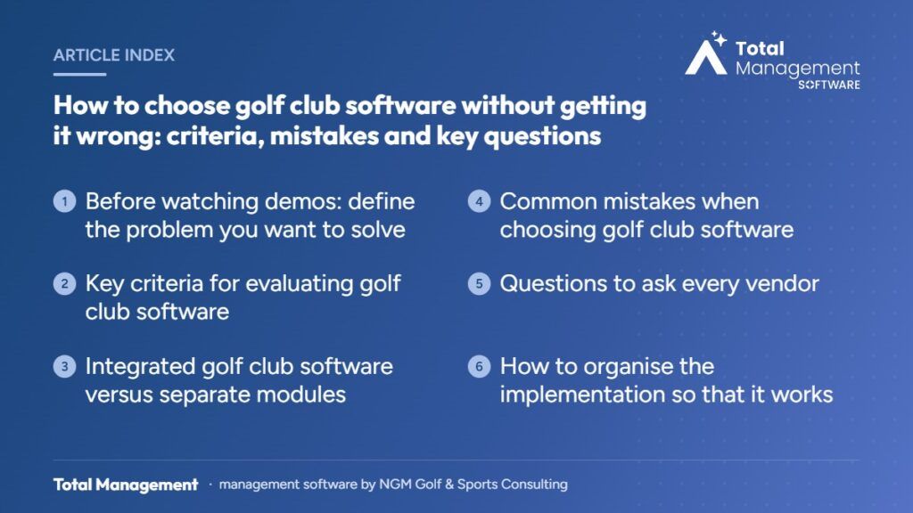 Article index: golf club software