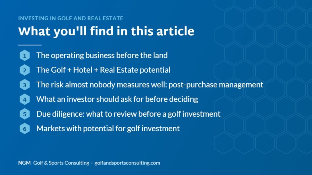 Article overview: Investing in golf and real estate