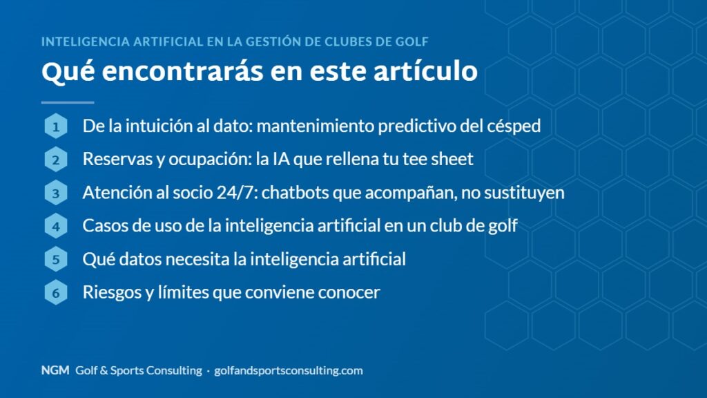 Índice del artículo: Inteligencia artificial en la gestión de clubes de golf