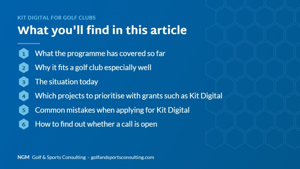 Article overview: Kit Digital for golf clubs