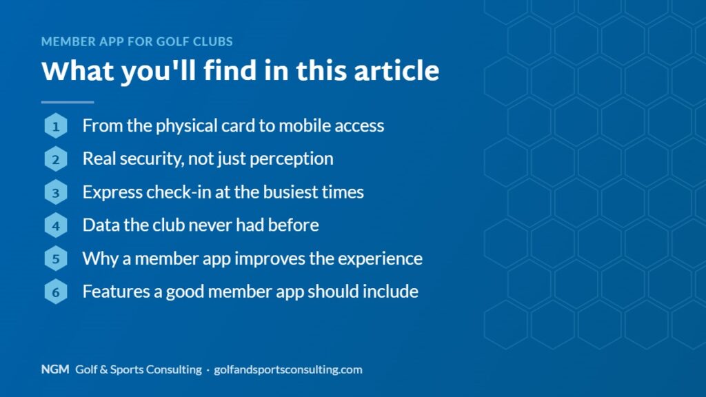 Article overview: Member app for golf clubs