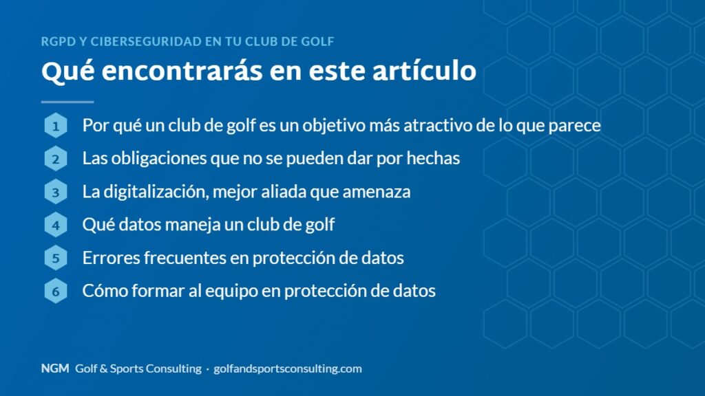 Índice del artículo: RGPD y ciberseguridad en tu club de golf