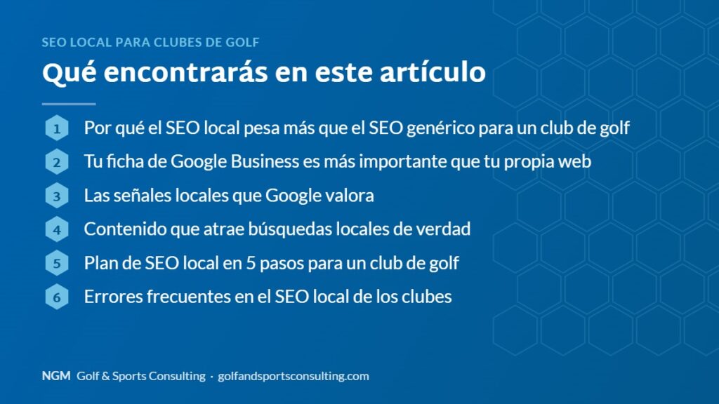 Índice del artículo: SEO local para clubes de golf