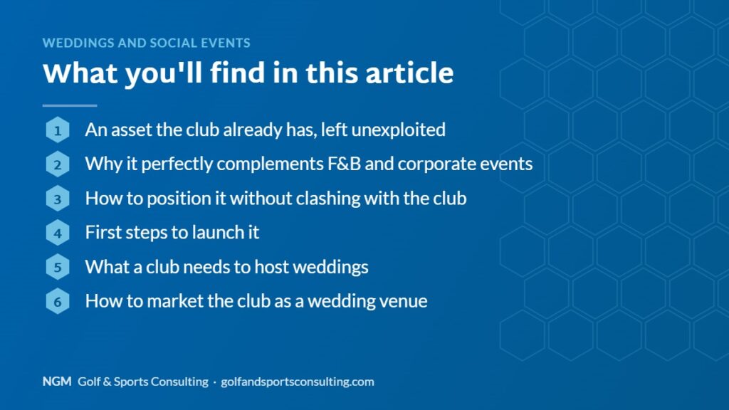 Article overview: Weddings and social events